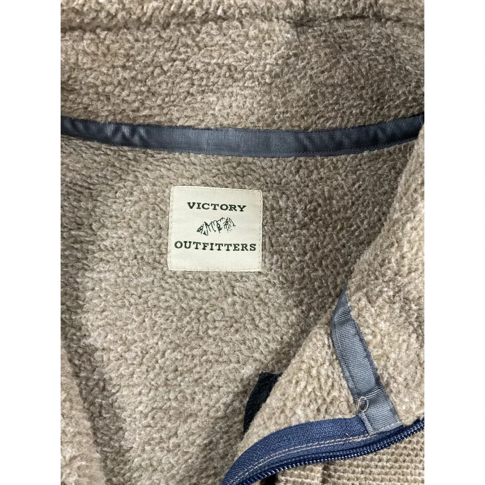 Victory Outfitters Mens XL Quarter Zip Fleece Pullover Tan Blue Colorblock 2258